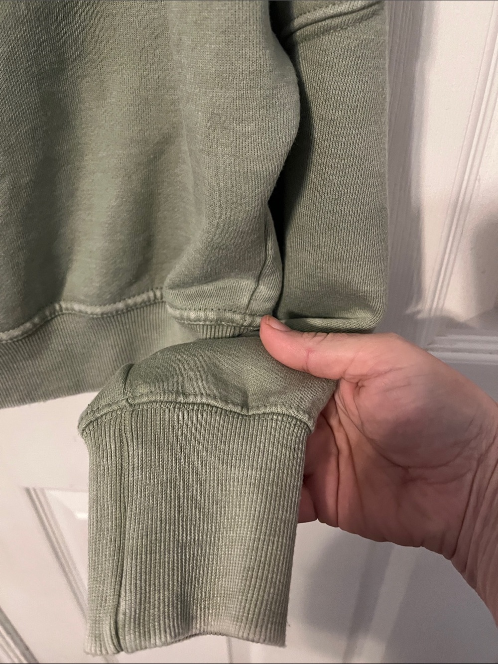 Free People Date Night Off-Shoulder Sweatshirt- Sage Green - Picture 8 of 15